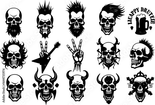 "Hardcore Metal Skull & Music Vector Collection" vector bundle