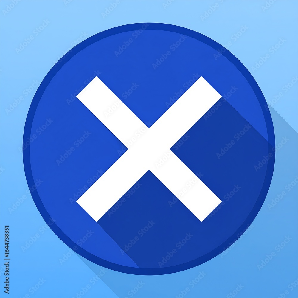 Obraz premium Blue circle with white X