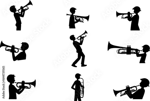 "Brass Echo: Thet, musician, jazz, horn, band, music,  Players" vector bundle