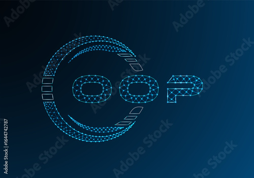 OOP low poly letter logo vector design. OOP lower poly logo design. Low poly logo.