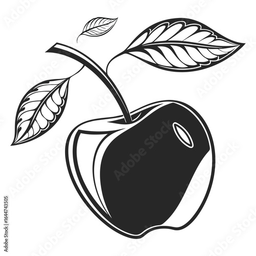 Apple silhouette with leaf for healthy eating visuals