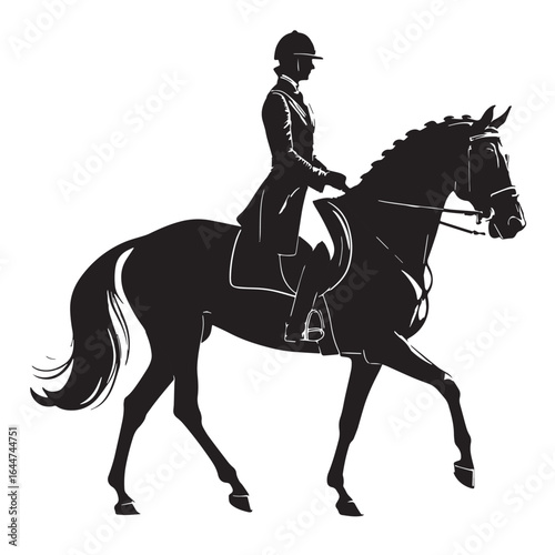 black equestrian Silhouette Vector, High Quality Illustration on White Background