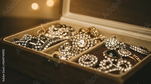 Elegant jewelry collection displayed in a vintage box