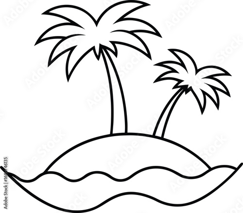vector illustration of a tropical island with palms