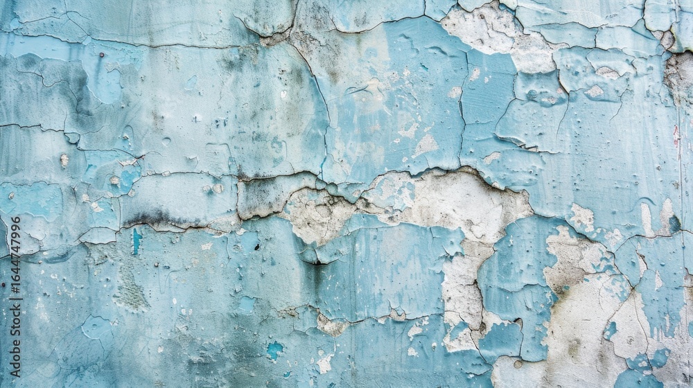 Obraz premium Old light blue weathered painted wall background.