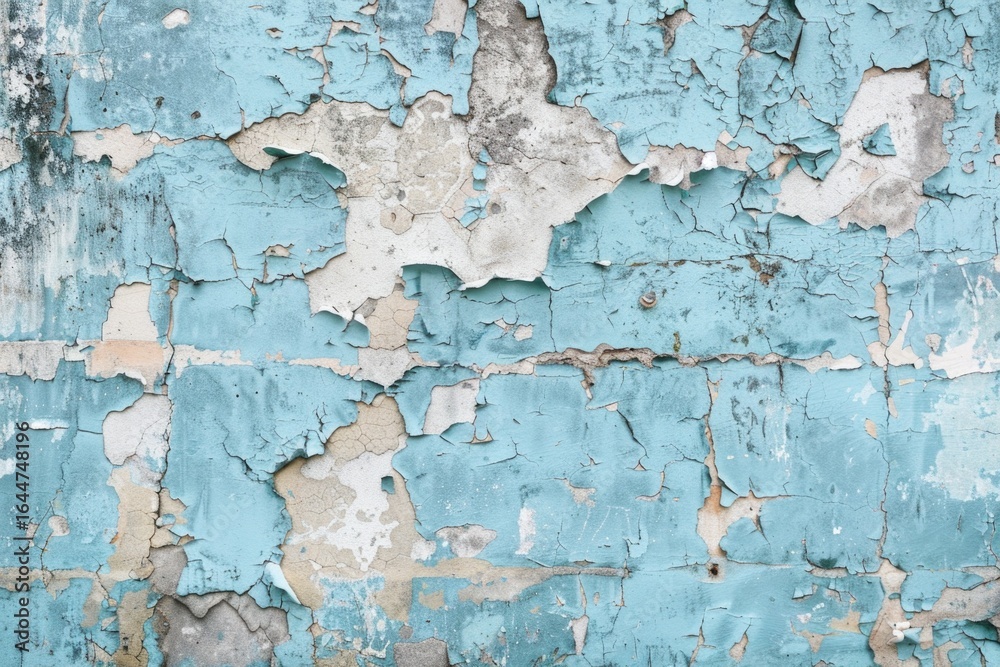 Obraz premium Old light blue weathered painted wall background.
