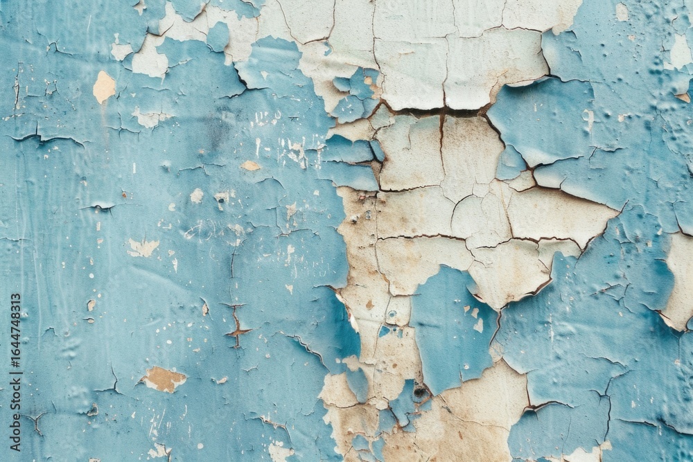 Obraz premium Old light blue weathered painted wall background.