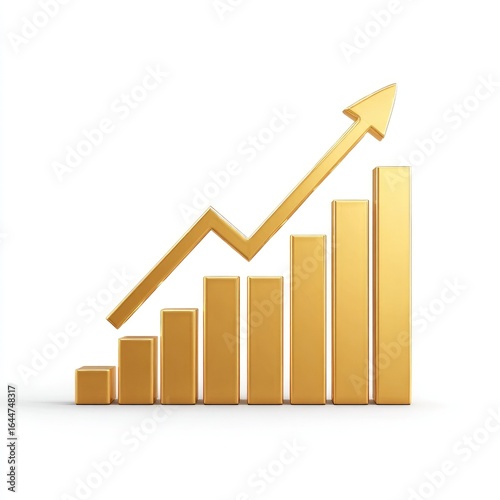 Golden upward trend graph