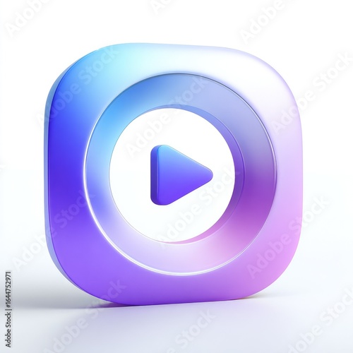 Free Download A 3D render of a play button icon.  The icon is a square button with rounded edges, - GFXLoad