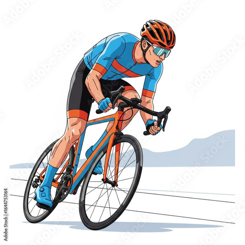 Cycling Race Vector Illustration – Road Bike Athlete, Bicycle Sport Icon
