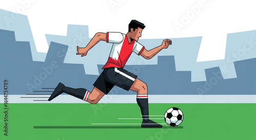 Soccer Player Vector Illustration – Football Athlete in Action, Sports Design
