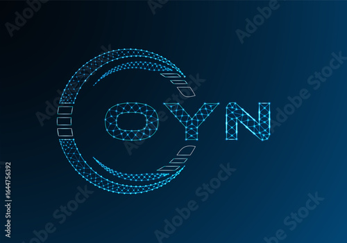 OYN low poly letter logo vector design. OYN lower poly logo design. Low poly logo.