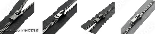 Assortment of zipper types close up showcasing fashion industry components