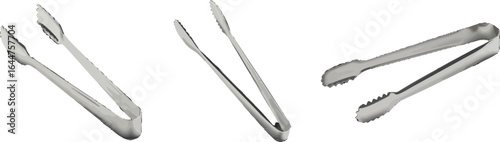 A Trio of Stainless Steel Tongs Ready for Grilling and Serving Tasks