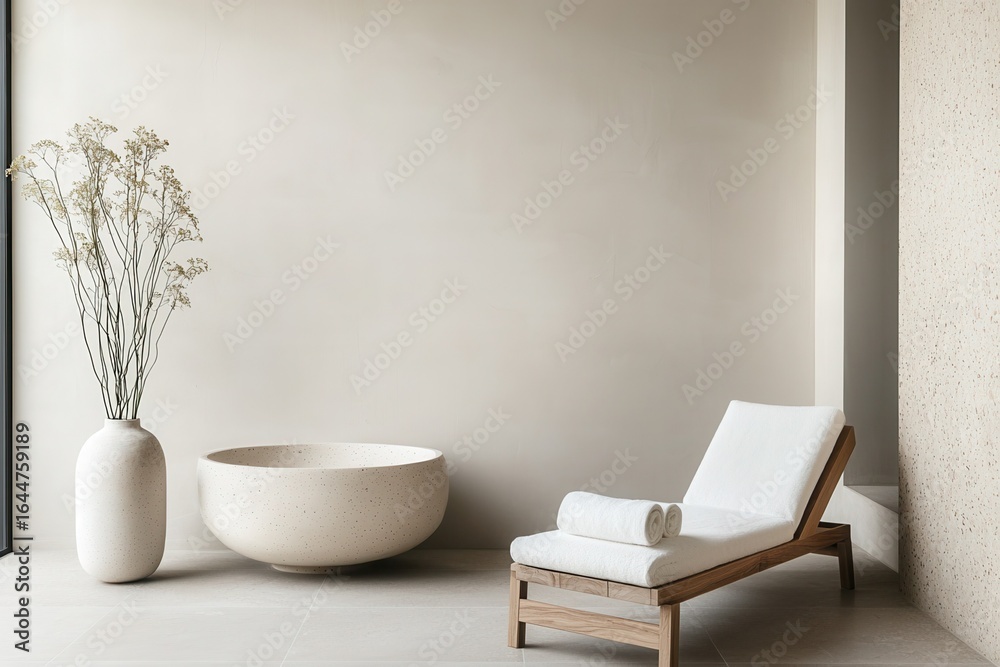 Fototapeta premium Harmony in clean minimalism modern wellness space serene environment