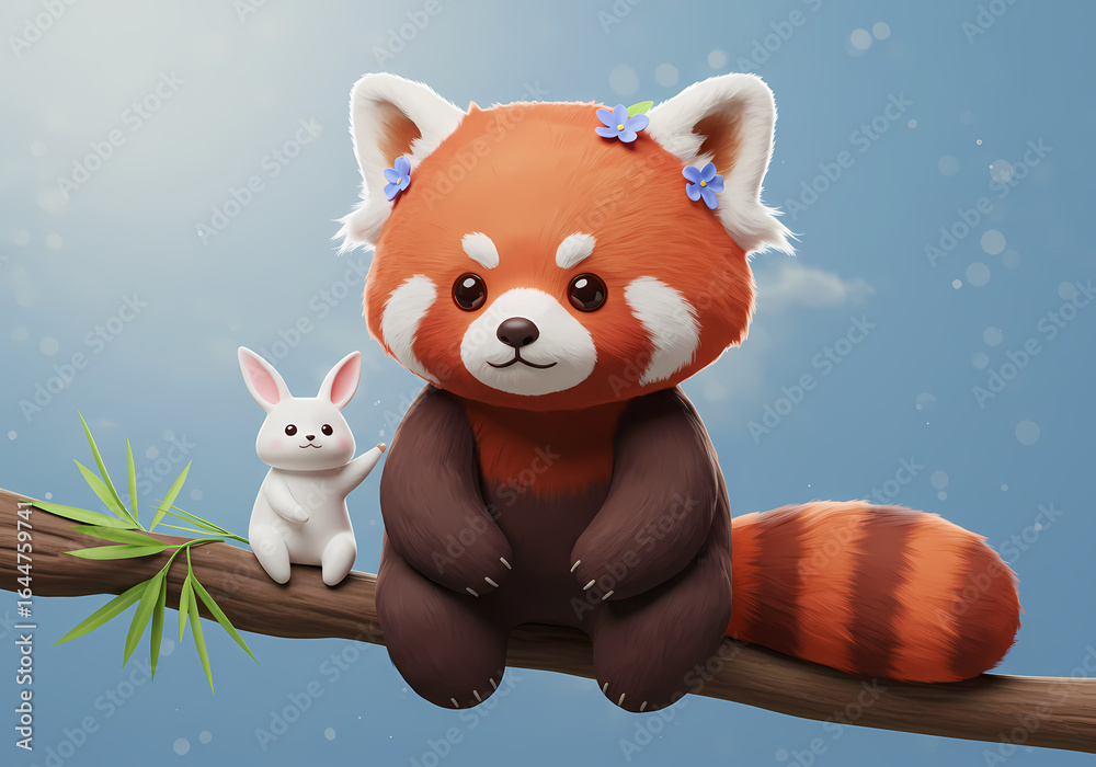 Naklejka premium Cute little red panda 