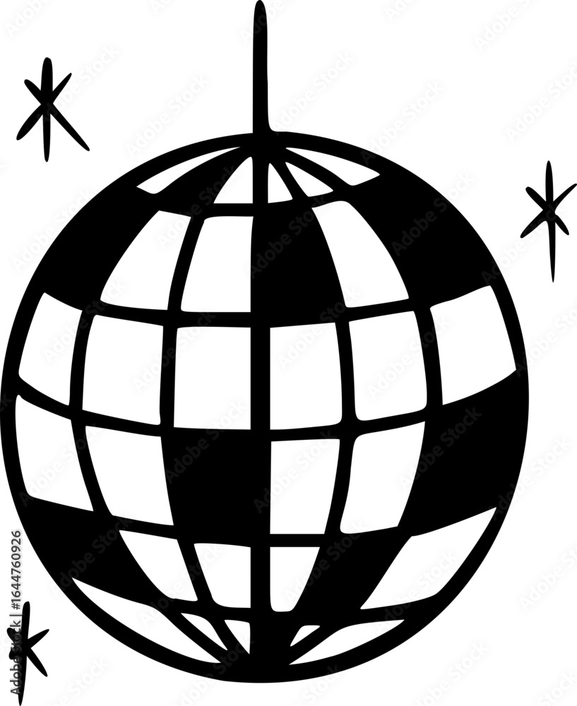 Handdrawn Disco Ball Vector Illustration Handdrawn Disco Ball Vector Illustration