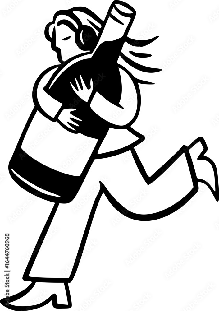 Fototapeta premium Handdrawn Girl Going Party Vector Illustration