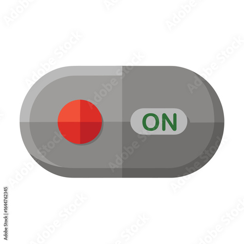 Grey On off toggle switch button vector icon