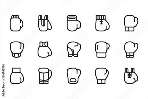 Minimal Line Icons of Boxing Gloves for Combat Sports and Training