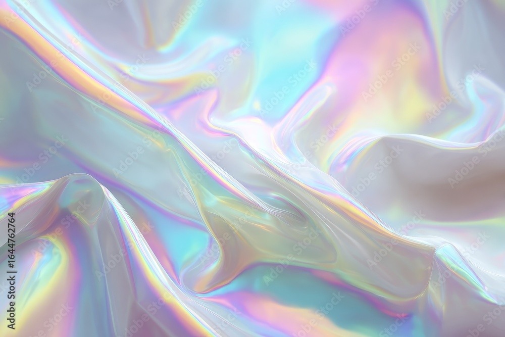 Fototapeta premium Soft, iridescent fabric draped in pastel hues (1)