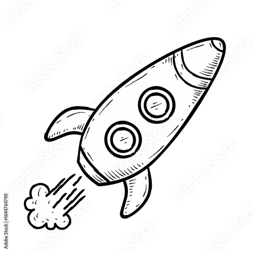 Sketch space rocket vector illustration