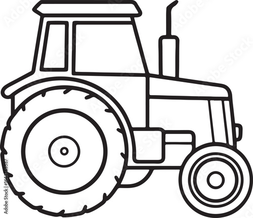 tractor line art, coloring book page line art drawing, vector and illustration