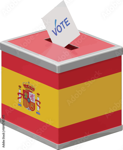 Electoral process in Spain concept illustration, the democracy and vote box