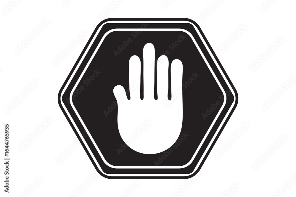 stop sign icon with hand, vector illustration. stop sign icon with hand, vector illustration.