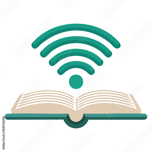 Online Learning with WiFi – Digital Education Book and Wireless Connection Vector Art