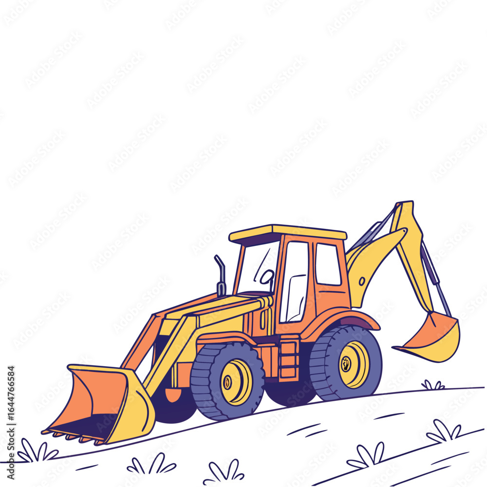 Naklejka premium simple large construction vehicle silhouette simplified side view vector set on transparent background