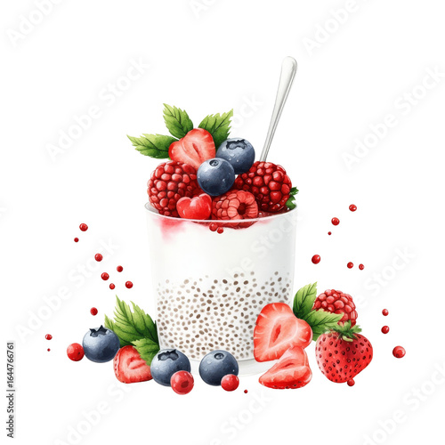 Fresh berry parfait with yogurt and chia seeds