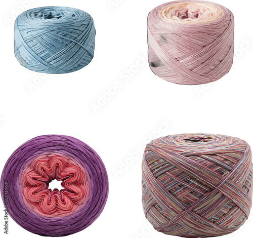 Artistic yarn balls offering a spectrum of colors on a clean background