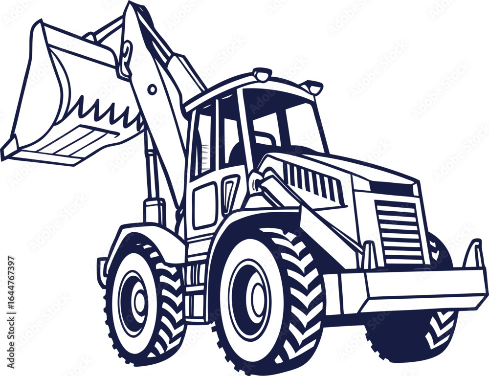 Fototapeta premium simple large construction vehicle silhouette simplified side view vector set on transparent background 