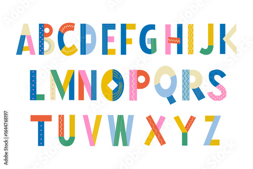 Decorative Colorful Alphabet Set Vector Illustration