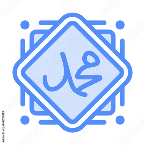 prophet Muhammad SAW icon with linear color style