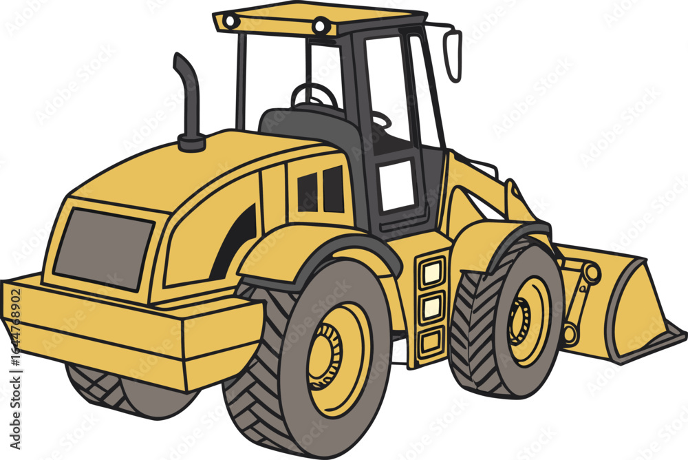 Obraz premium simple large construction vehicle silhouette simplified side view vector set on transparent background 