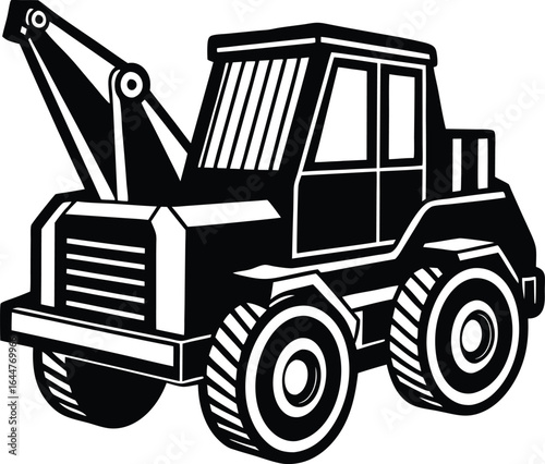 simple large construction vehicle silhouette simplified side view vector set on transparent background
