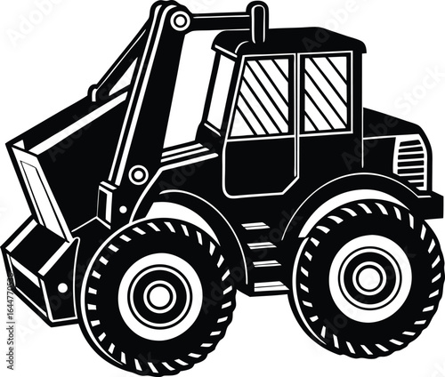 simple large construction vehicle silhouette simplified side view vector set on transparent background
