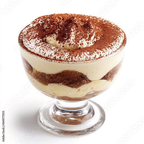 Italian tiramisu in a glass cup