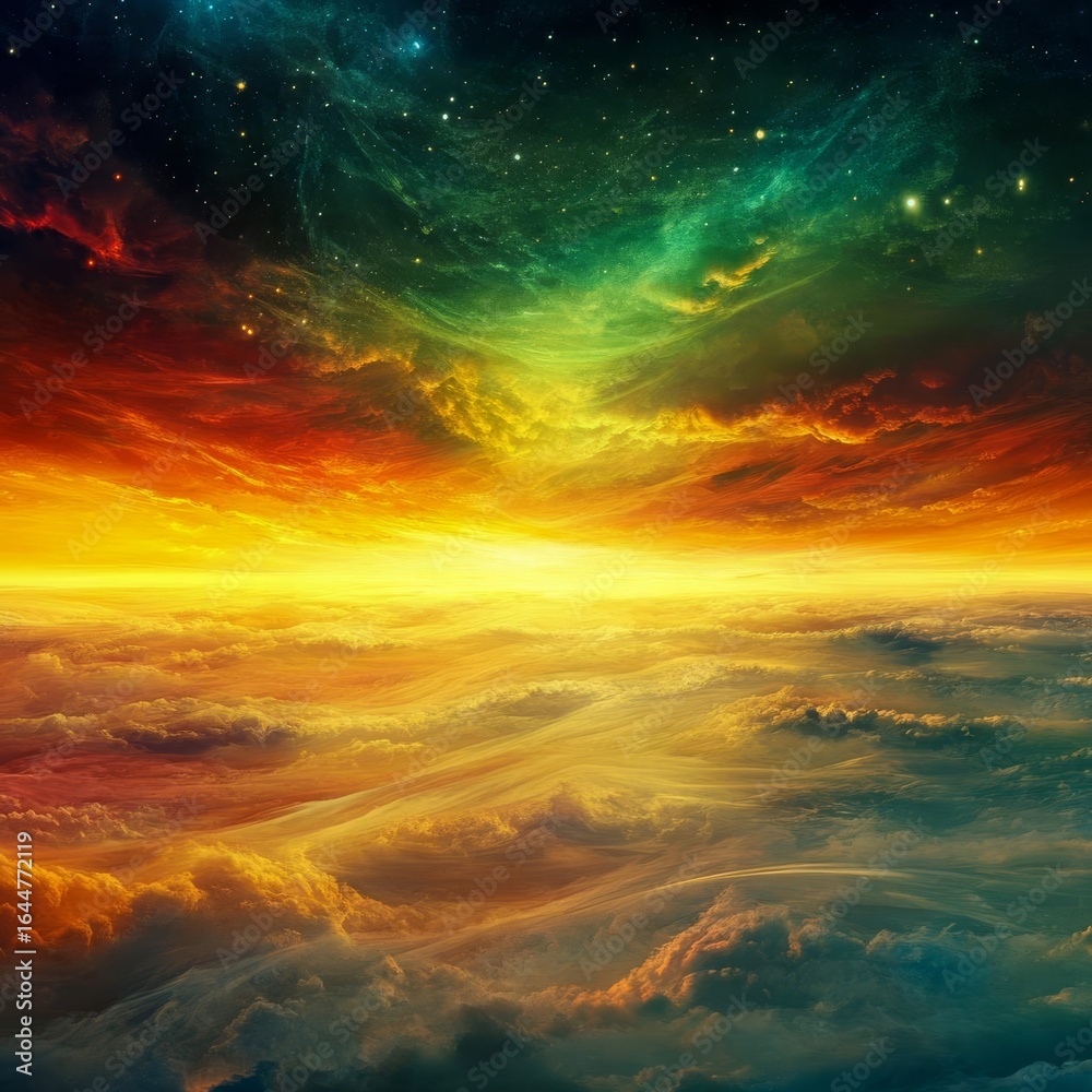 Fototapeta premium Dreamscape Pulse II A rhythmic pulse of dreamlike energy spreading across an infinite horizon energetic and meditative