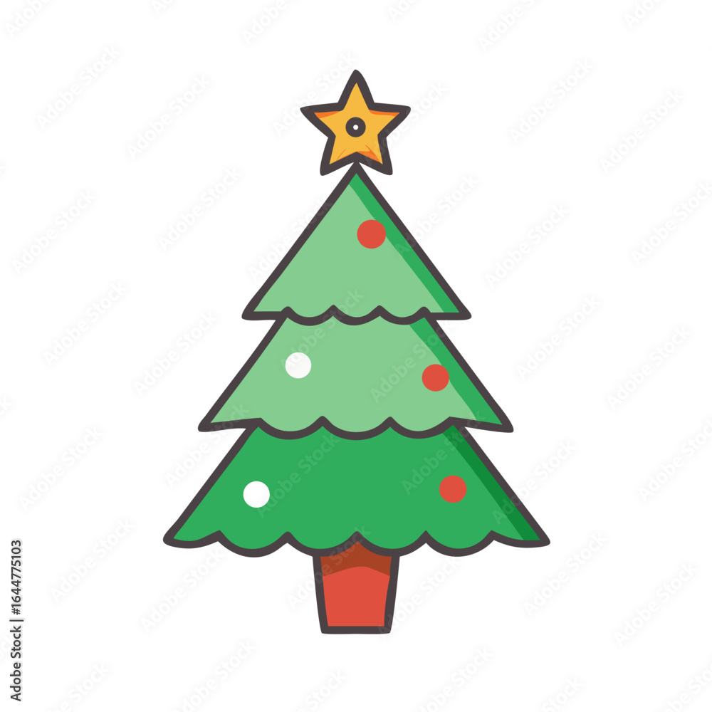 Naklejka premium Simple Christmas tree illustration with star