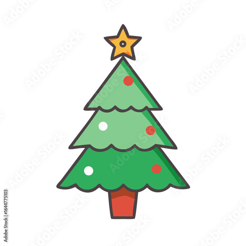 Simple Christmas tree illustration with star
