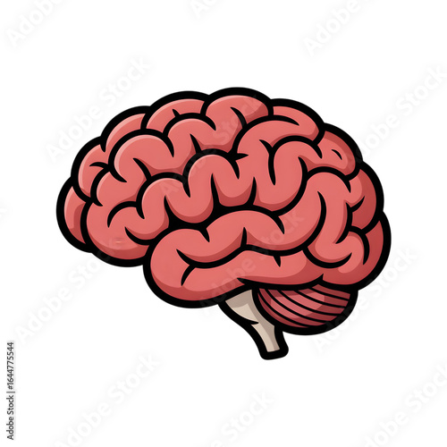 Cartoon brain illustration for medical education and neuroscience research studies on transparent background