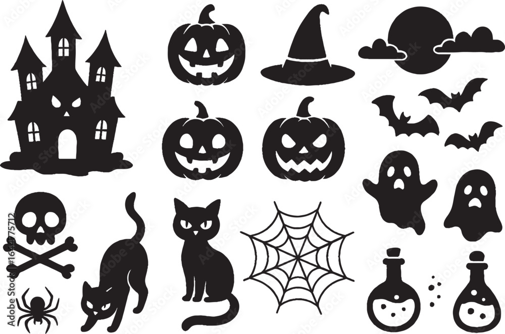 Fototapeta premium Spooky halloween elements set illustration vector halloween themed elements set vector art