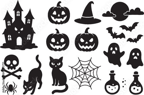 Spooky halloween elements set illustration vector halloween themed elements set vector art