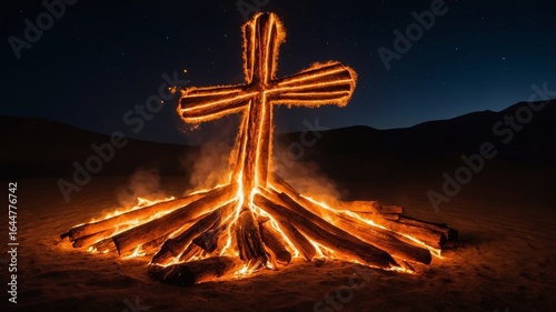 Abstract Meskel Bonfire Cross Long Exposure