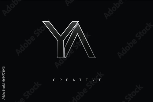YA Luxury Minimalist Letter Logo – Modern Metallic Design for Premium Branding & Creative Identity