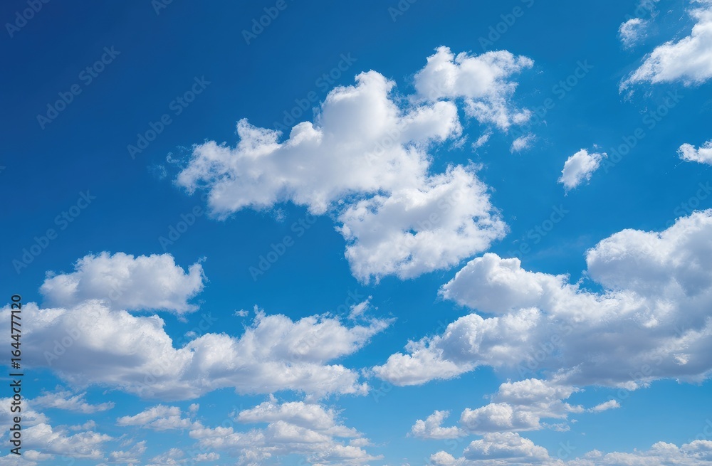 Fototapeta premium A vibrant blue sky dotted with puffy white clouds