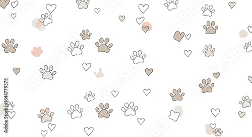 Cute paw prints and heart doodles a whimsical pattern of animal footprints and sweet symbols adorable repeating design for pet lovers and childrens items